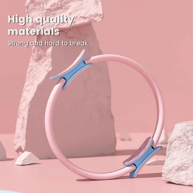 Featuring the Yoga Fitness Pilates Ring by INGPENG, this pink and blue Pilates ring is crafted from high-quality materials, ensuring strength and durability. Set against a pink stone background, it is perfect for strength training and serves as an excellent thigh exerciser with its versatile design.