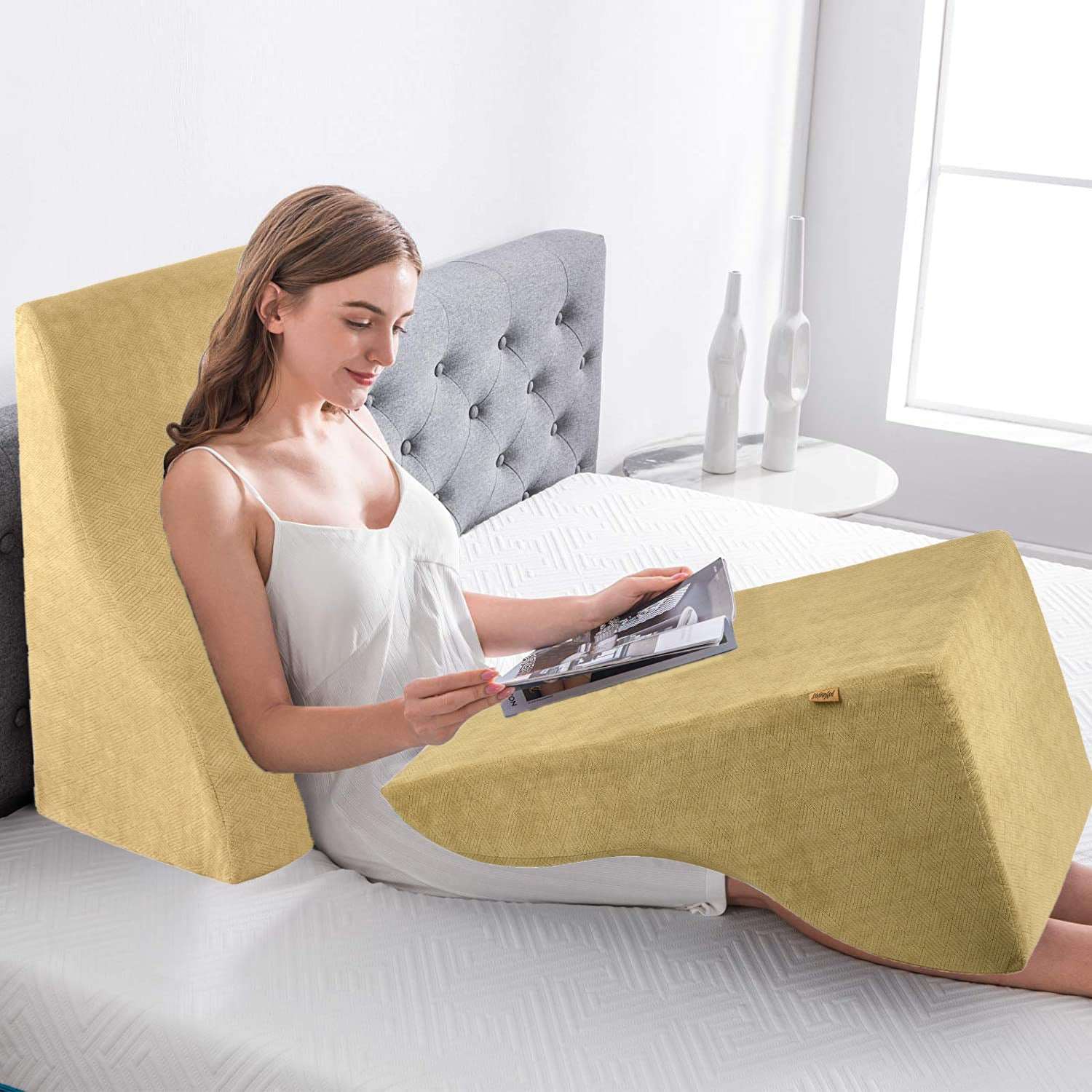 Bed Wedge Pillows Leg Super-large Elevation Reading Pillow & Back Support  Pillow